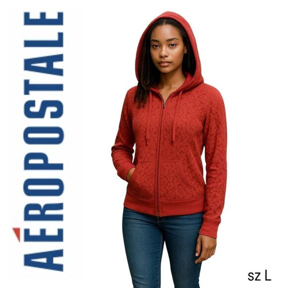 Aéropostale Pink Lace Hoodie Sweatshirt Lightweight Jacket - Picture 1 of 12